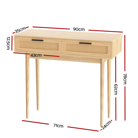 Artiss Console Table 2 Rattan Drawers Chez Guru