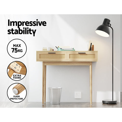 Artiss Console Table 2 Rattan Drawers Chez Guru
