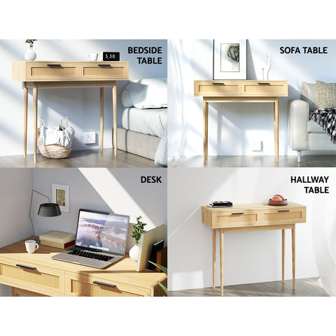 Artiss Console Table 2 Rattan Drawers Chez Guru
