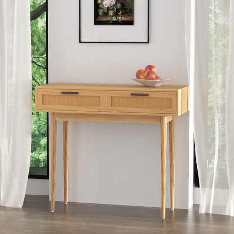 Artiss Console Table 2 Rattan Drawers Chez Guru