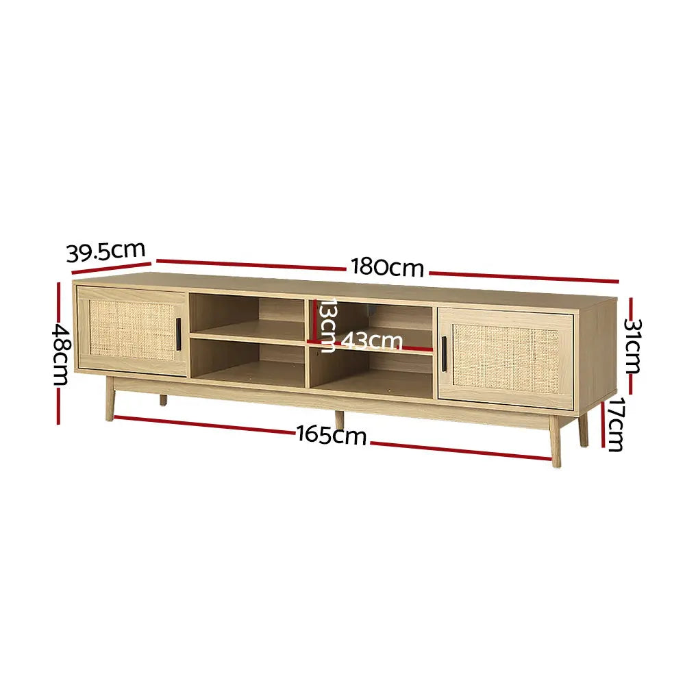 Artiss TV Cabinet Entertainment Unit 180cm Rattan Cole - Chez Guru