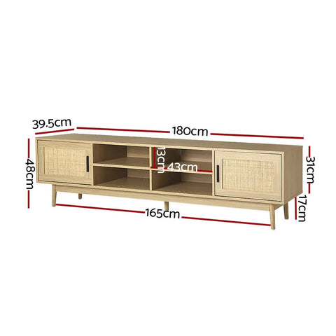 Artiss TV Cabinet Entertainment Unit 180cm Rattan Cole - Chez Guru