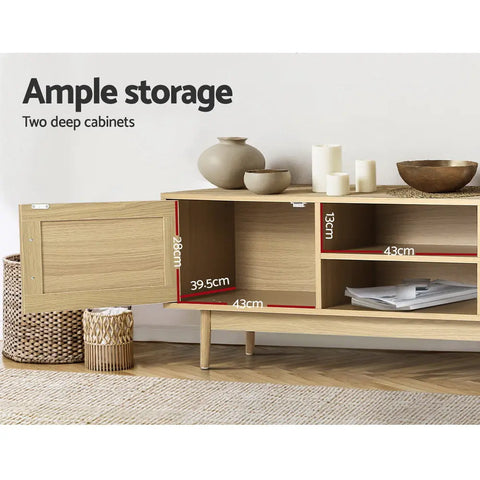 Artiss TV Cabinet Entertainment Unit 180cm Rattan Cole - Chez Guru