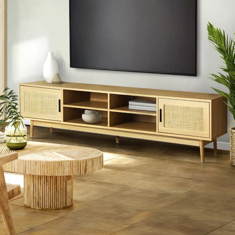 Artiss TV Cabinet Entertainment Unit 180cm Rattan Cole - Chez Guru