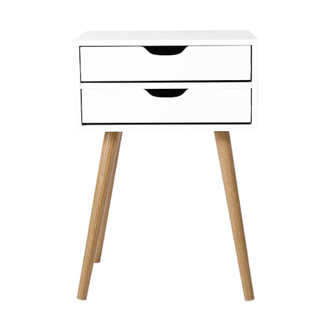 Artiss Bedside Table 2 Drawers - BODIE White Chez Guru