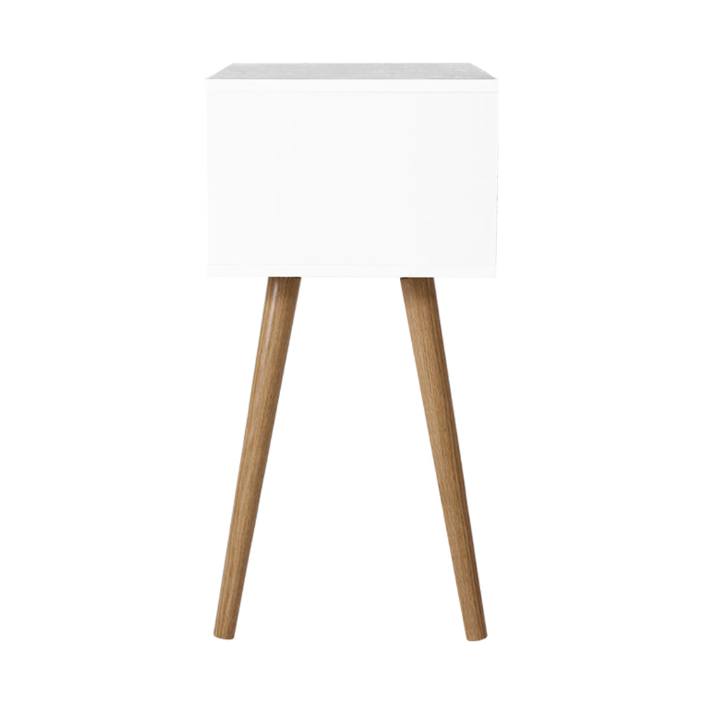 Artiss Bedside Table 2 Drawers - BODIE White Chez Guru