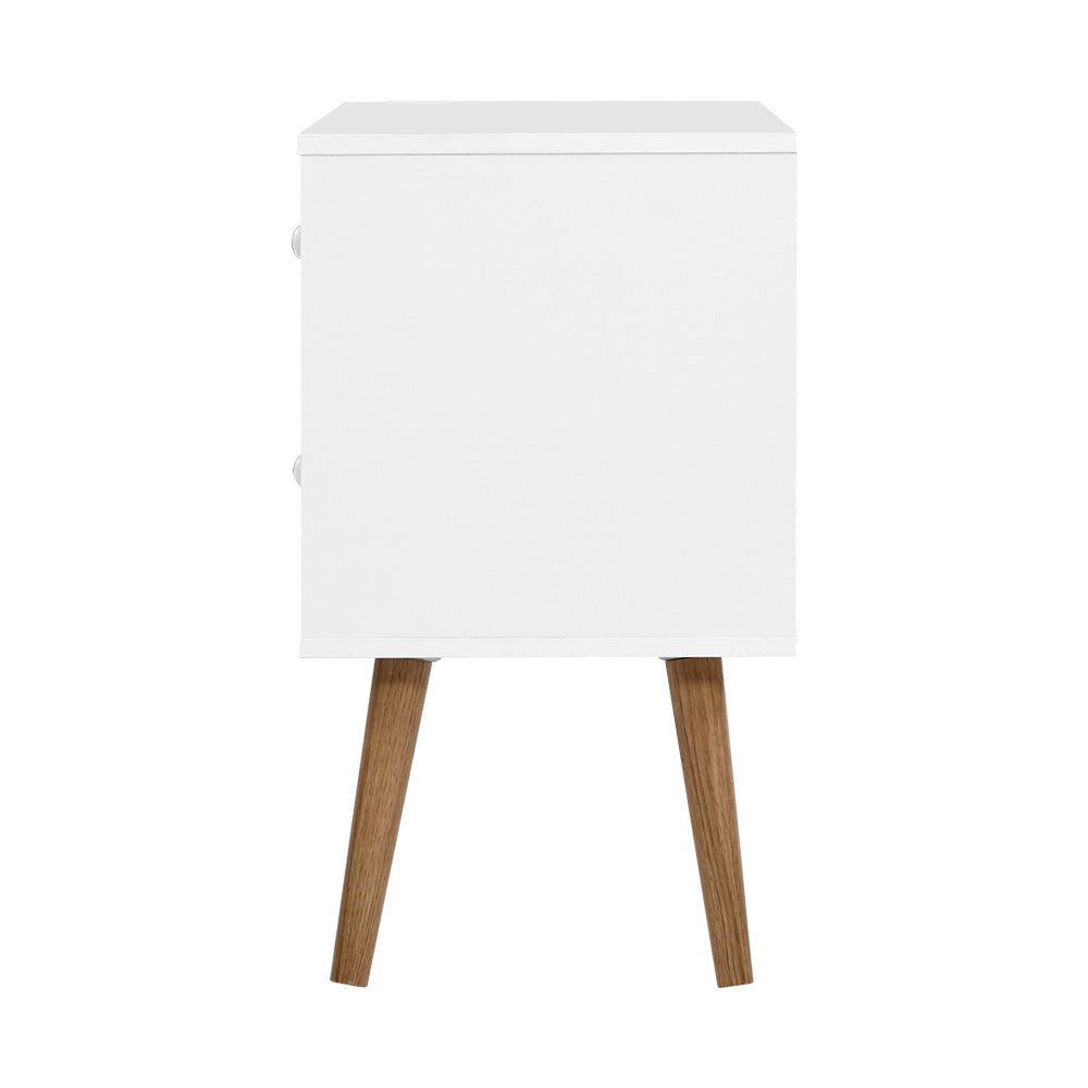 Artiss Bedside Table 2 Drawers - BONDS White Chez Guru