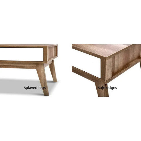 Artiss Coffee Table 2 Drawers Walnut Serena - Chez Guru