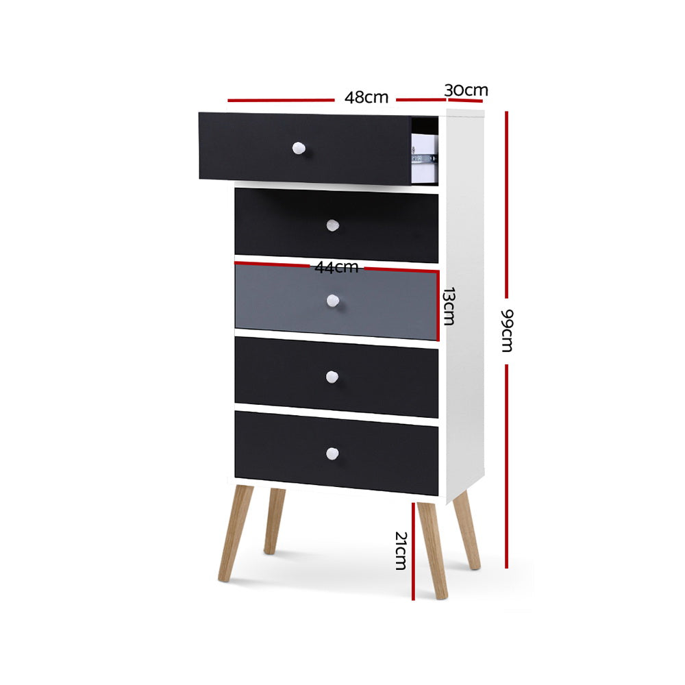 Artiss 5 Chest of Drawers - BONDS White Chez Guru