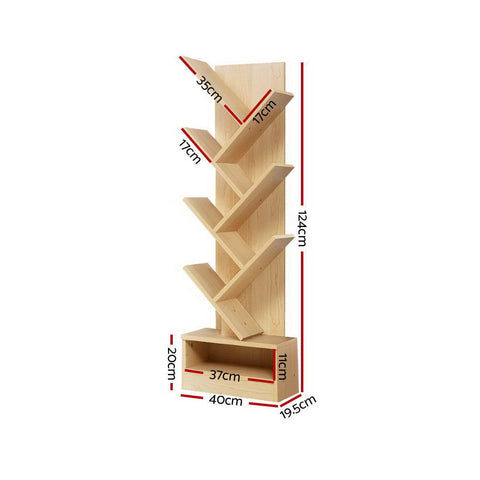 Artiss Tree Bookshelf 7 Tiers - ECHO Oak Chez Guru