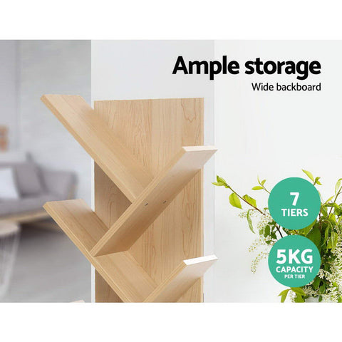 Artiss Tree Bookshelf 7 Tiers - ECHO Oak Chez Guru