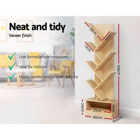 Artiss Tree Bookshelf 7 Tiers - ECHO Oak Chez Guru