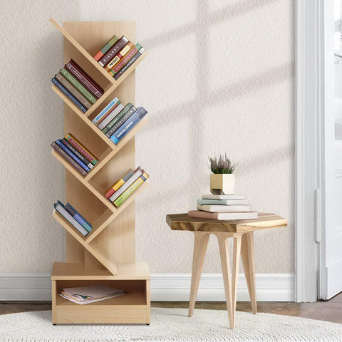 Artiss Tree Bookshelf 7 Tiers - ECHO Oak Chez Guru