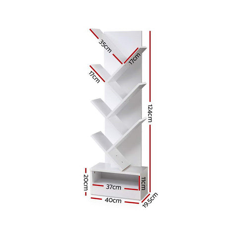 Artiss Tree Bookshelf 7 Tiers - ECHO White Chez Guru