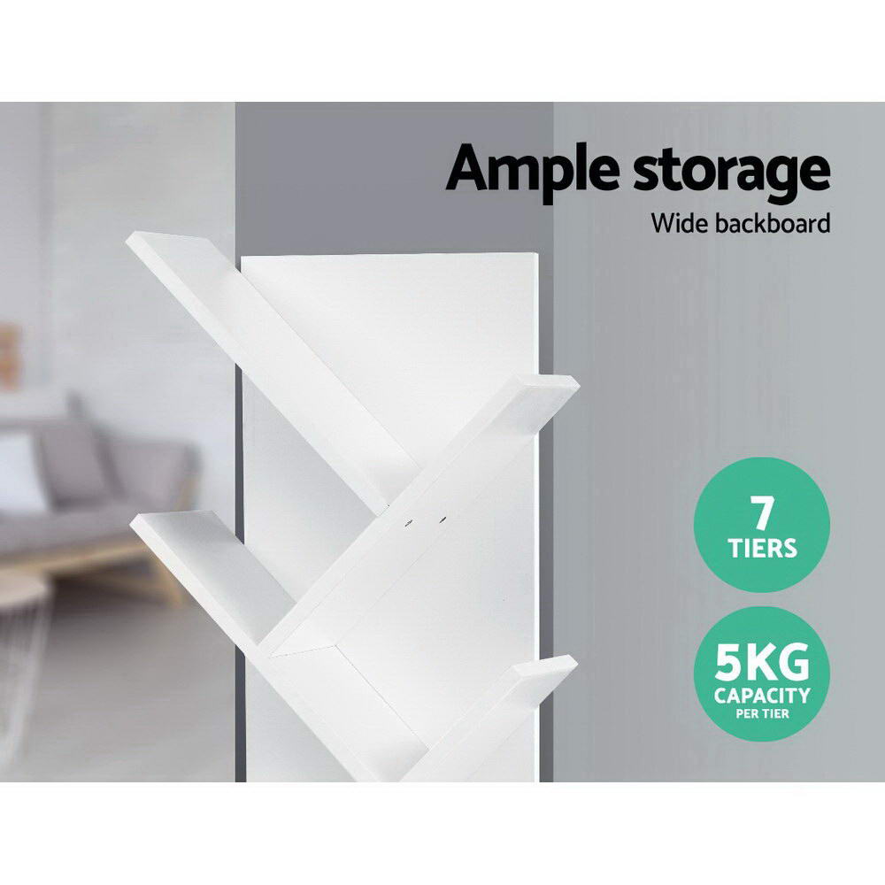 Artiss Tree Bookshelf 7 Tiers - ECHO White Chez Guru