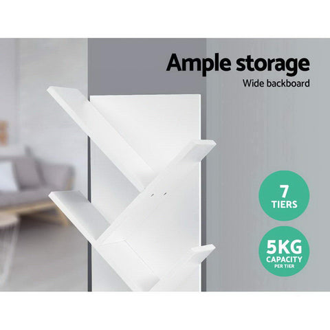 Artiss Tree Bookshelf 7 Tiers - ECHO White Chez Guru
