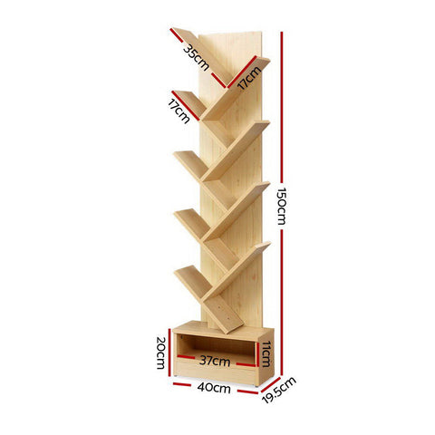 Artiss Tree Bookshelf 9 Tiers - ECHO Oak Chez Guru
