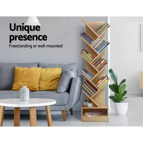 Artiss Tree Bookshelf 9 Tiers - ECHO Oak Chez Guru
