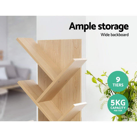 Artiss Tree Bookshelf 9 Tiers - ECHO Oak Chez Guru