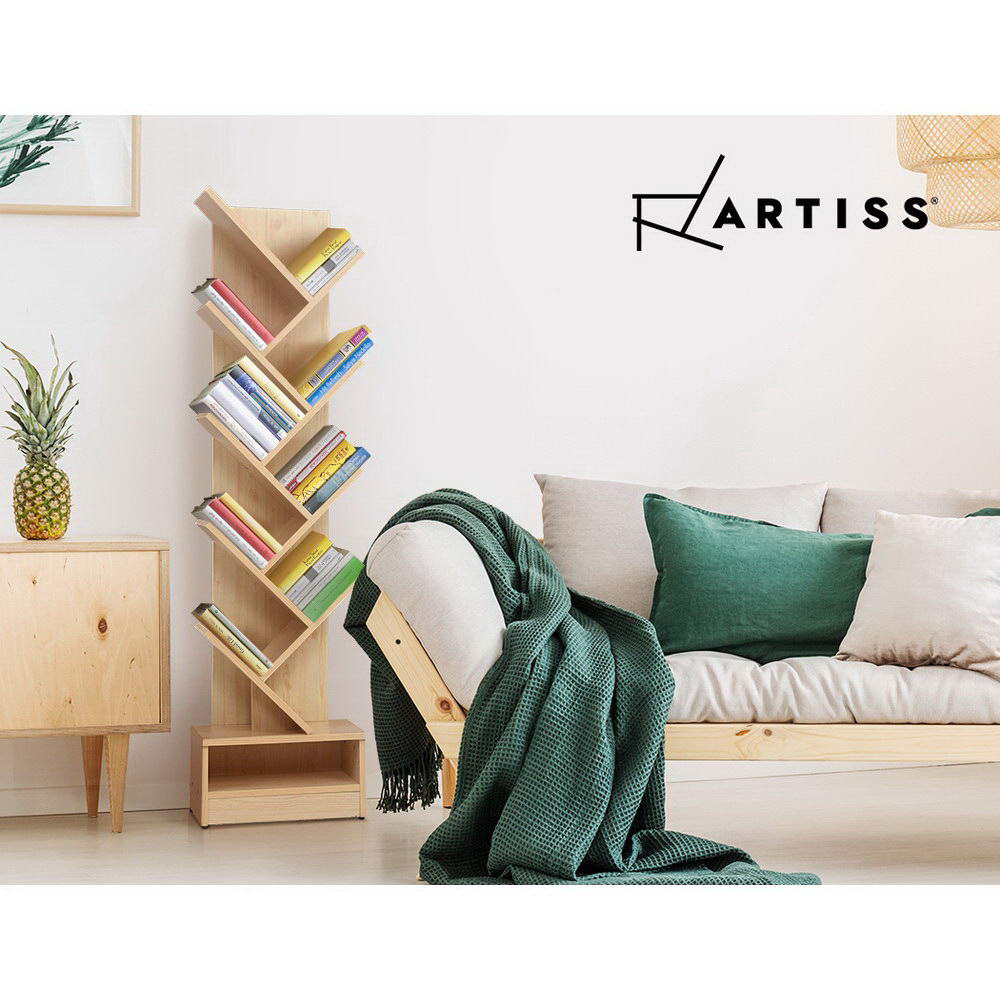 Artiss Tree Bookshelf 9 Tiers - ECHO Oak Chez Guru
