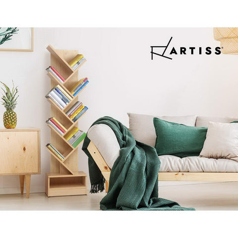 Artiss Tree Bookshelf 9 Tiers - ECHO Oak Chez Guru