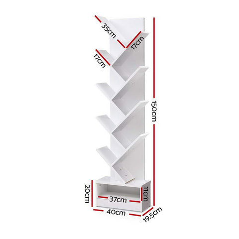 Artiss Tree Bookshelf 9 Tiers - ECHO White Chez Guru