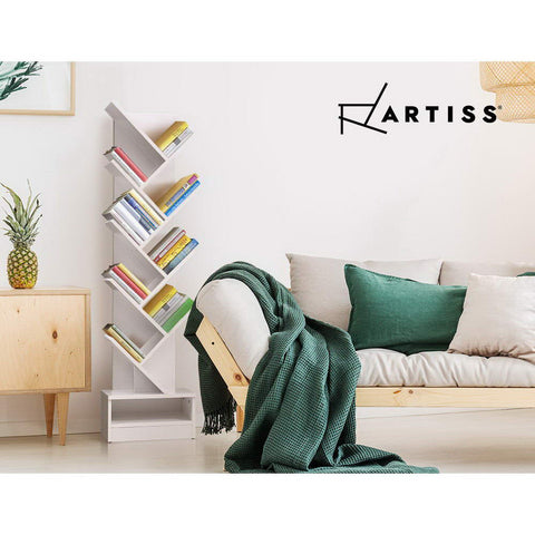Artiss Tree Bookshelf 9 Tiers - ECHO White Chez Guru