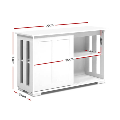 Artiss Buffet Sideboard Sliding Doors - SERA White Chez Guru