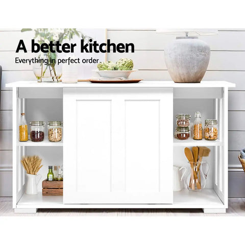 Artiss Buffet Sideboard Sliding Doors - SERA White Chez Guru