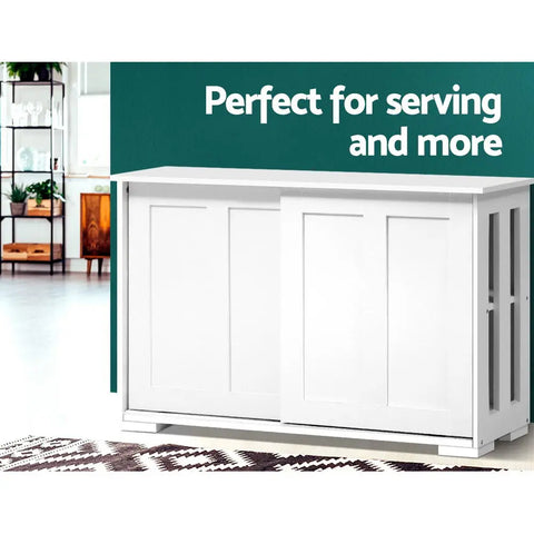 Artiss Buffet Sideboard Sliding Doors - SERA White Chez Guru