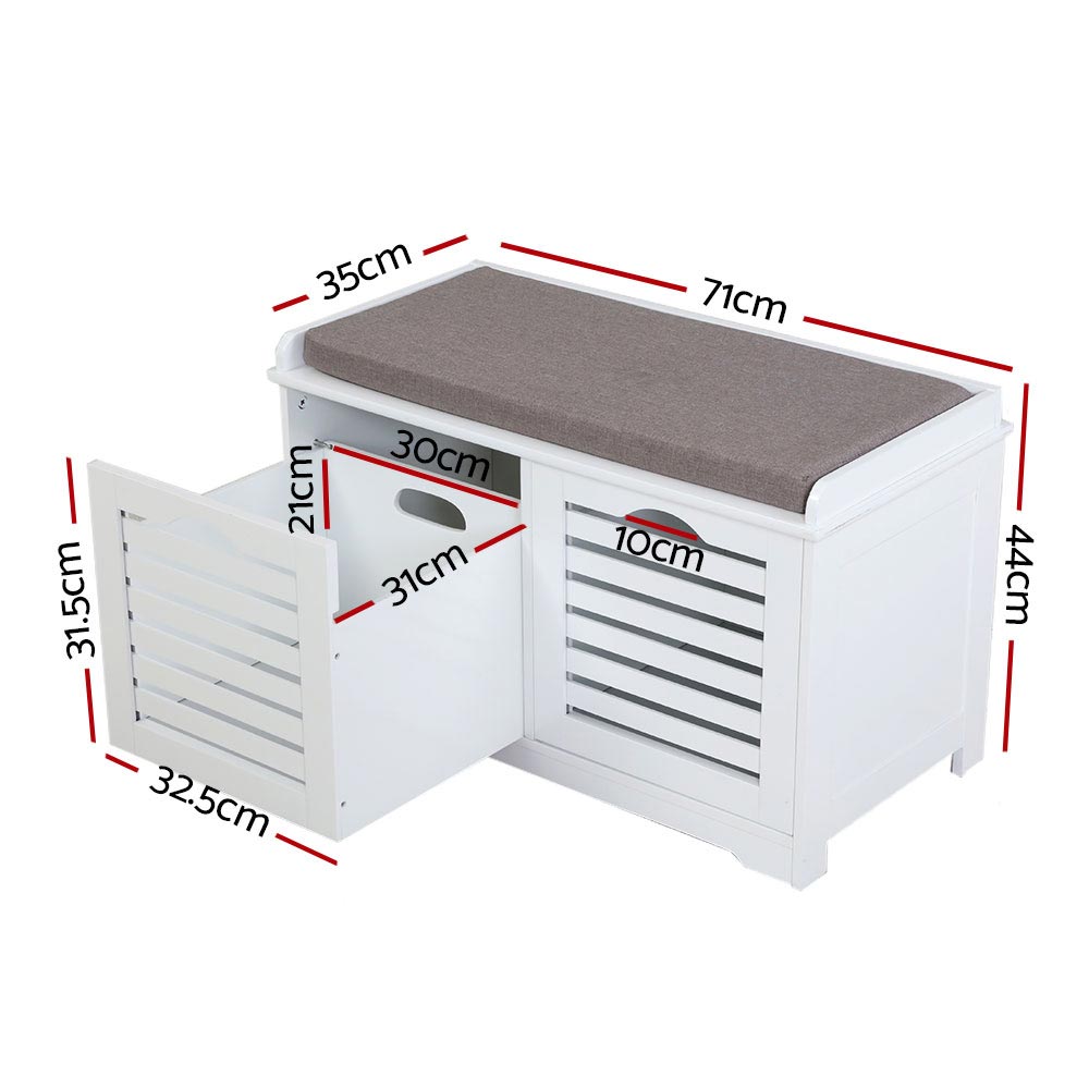 Artiss Shoe Rack Cabinet Bench White Caye Chez Guru