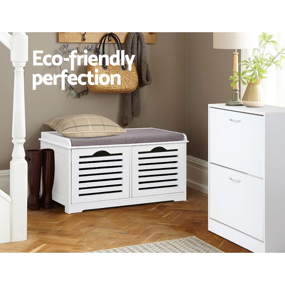 Artiss Shoe Rack Cabinet Bench White Caye Chez Guru