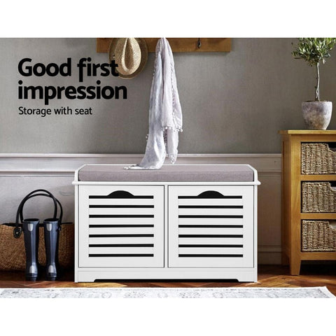 Artiss Shoe Rack Cabinet Bench White Caye Chez Guru