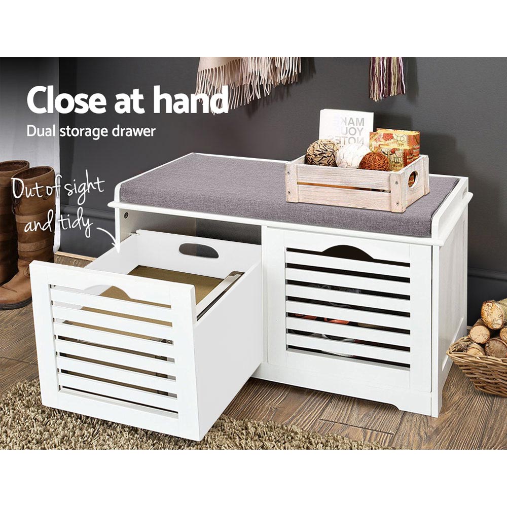Artiss Shoe Rack Cabinet Bench White Caye Chez Guru