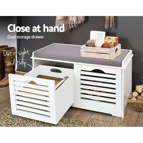 Artiss Shoe Rack Cabinet Bench White Caye Chez Guru