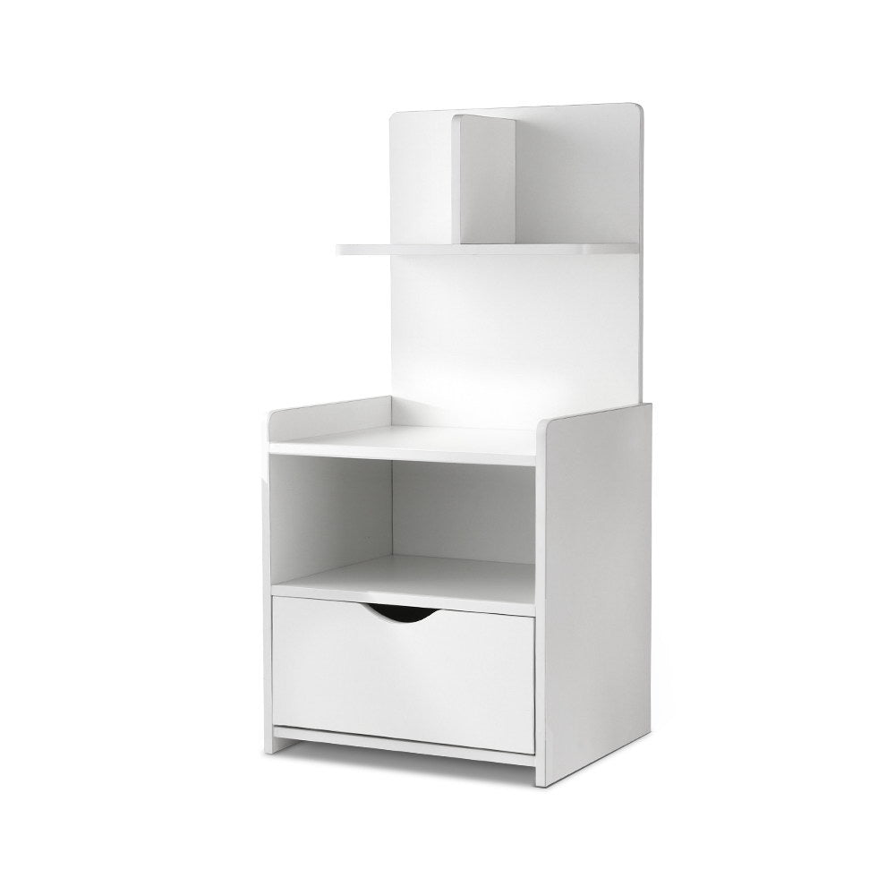 Artiss Bedside Table 1 Drawer with Shelves - EVERMORE White Chez Guru