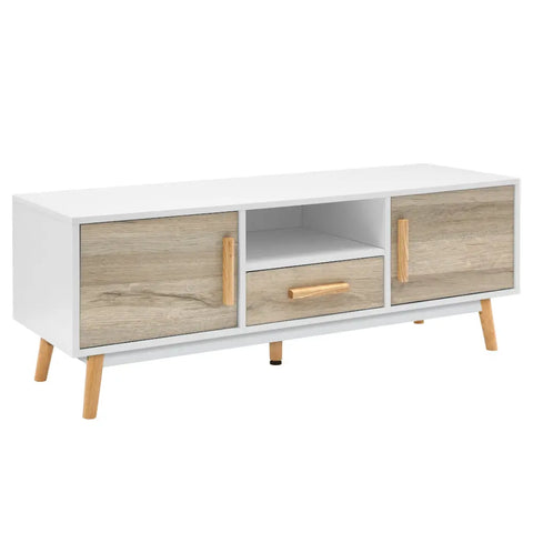 Artiss TV Cabinet Entertainment Unit 120cm Wood White Gino - Chez Guru