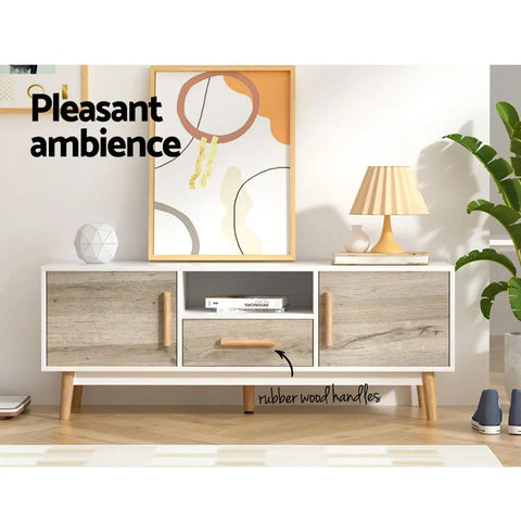 Artiss TV Cabinet Entertainment Unit 120cm Wood White Gino - Chez Guru