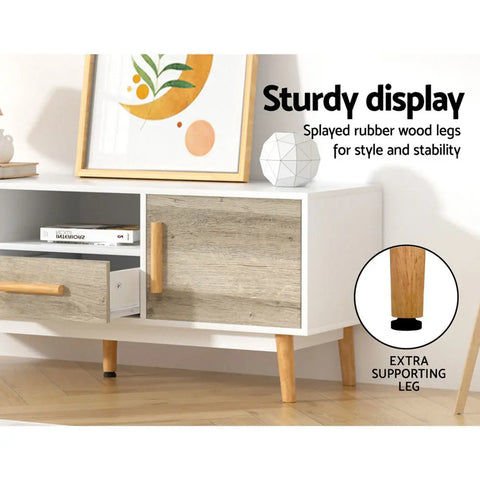 Artiss TV Cabinet Entertainment Unit 120cm Wood White Gino - Chez Guru