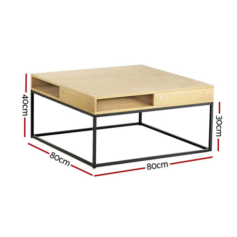 Artiss Coffee Table Storage Shelf Metal Frame - Chez Guru