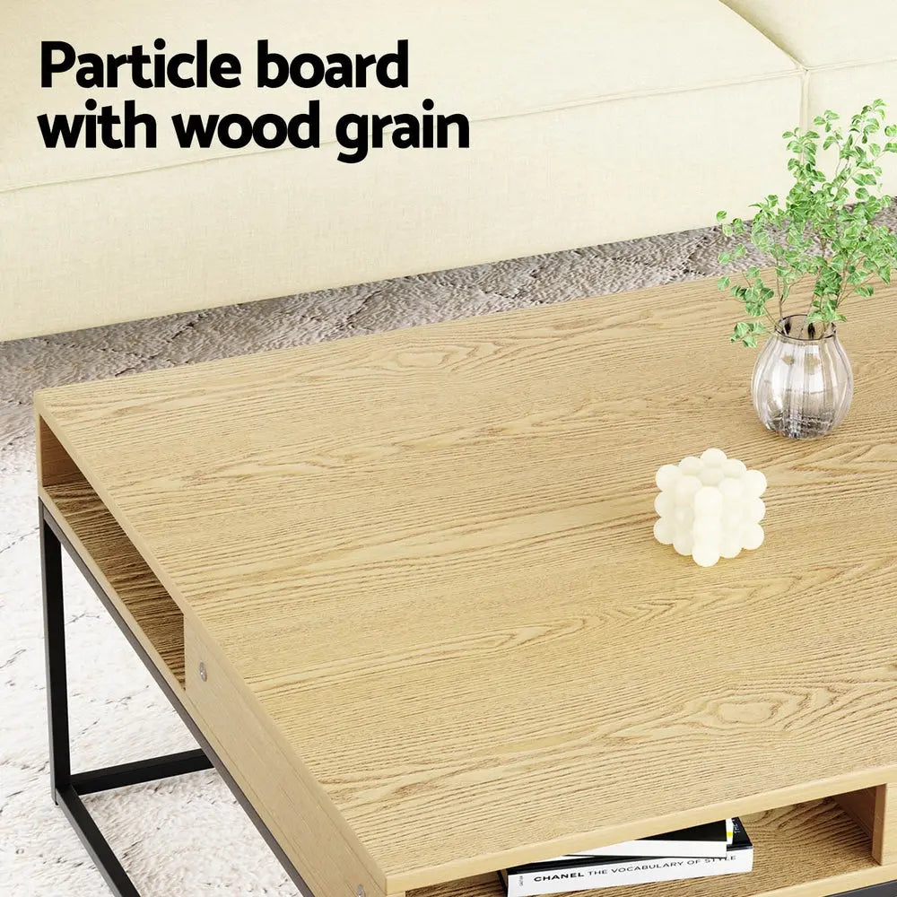 Artiss Coffee Table Storage Shelf Metal Frame - Chez Guru