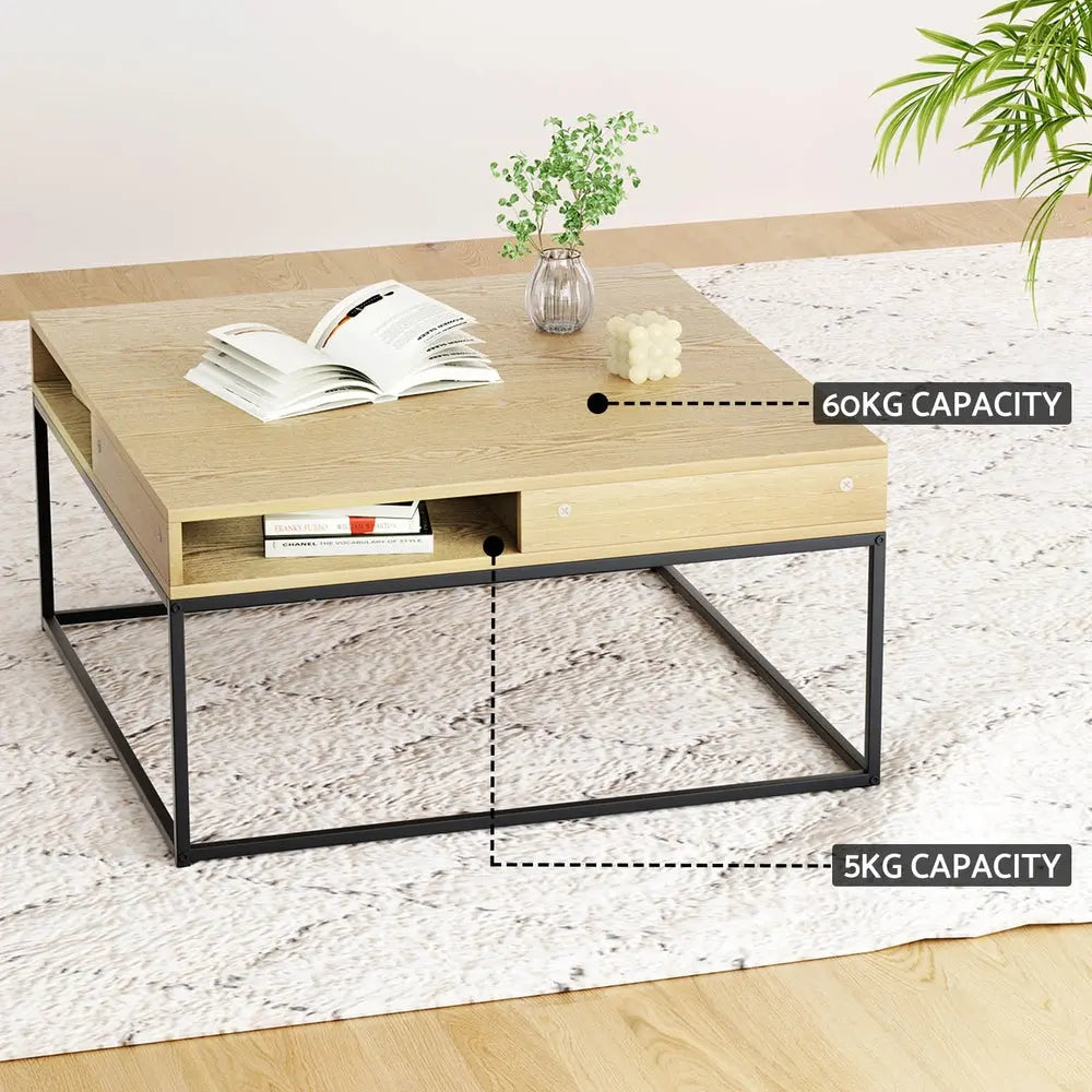 Artiss Coffee Table Storage Shelf Metal Frame - Chez Guru