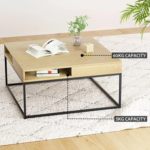 Artiss Coffee Table Storage Shelf Metal Frame - Chez Guru