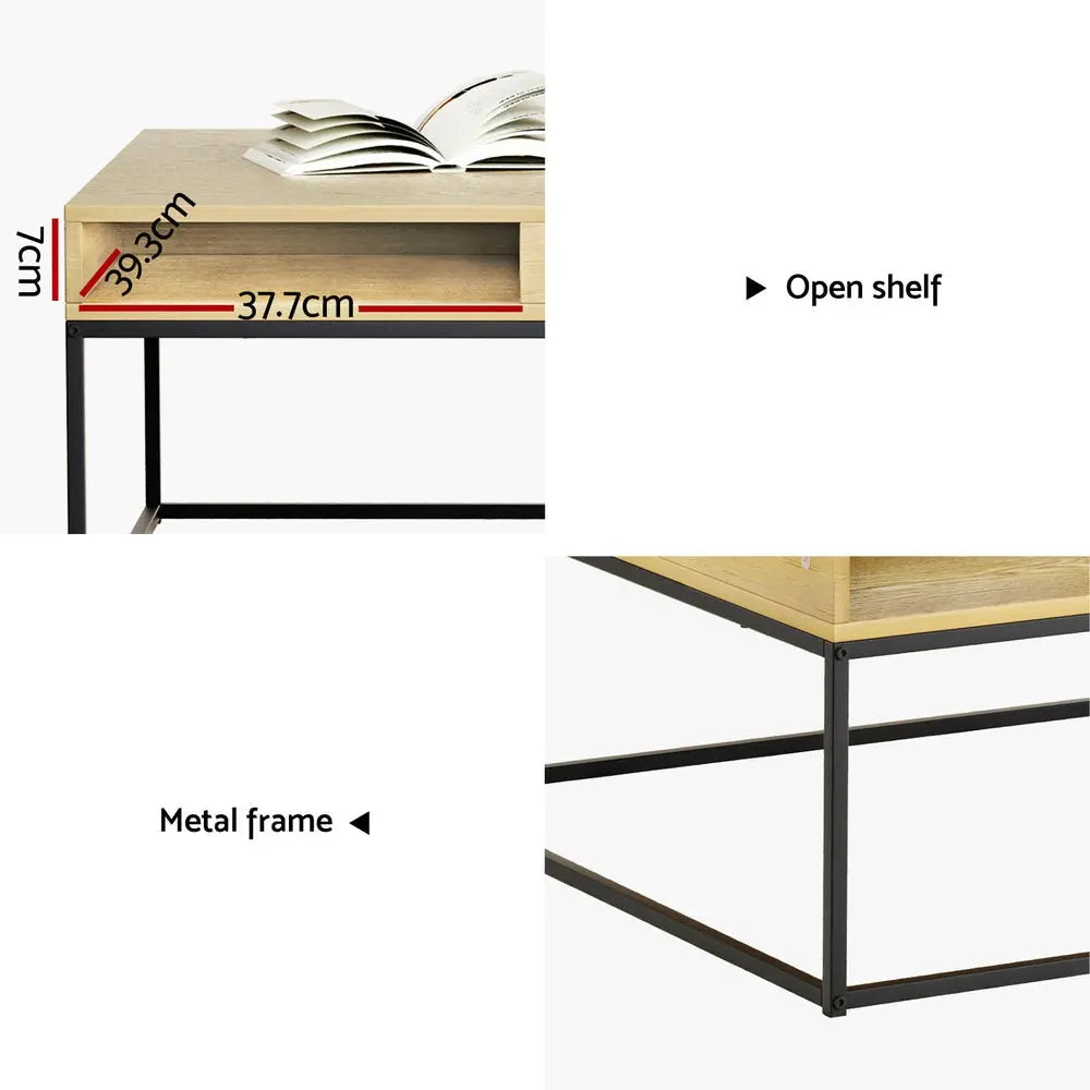 Artiss Coffee Table Storage Shelf Metal Frame - Chez Guru