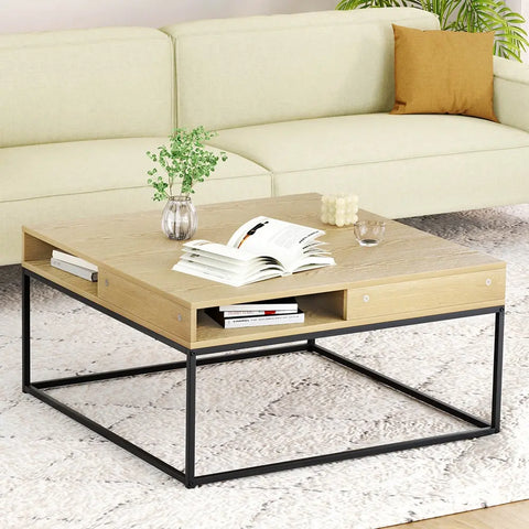 Artiss Coffee Table Storage Shelf Metal Frame - Chez Guru