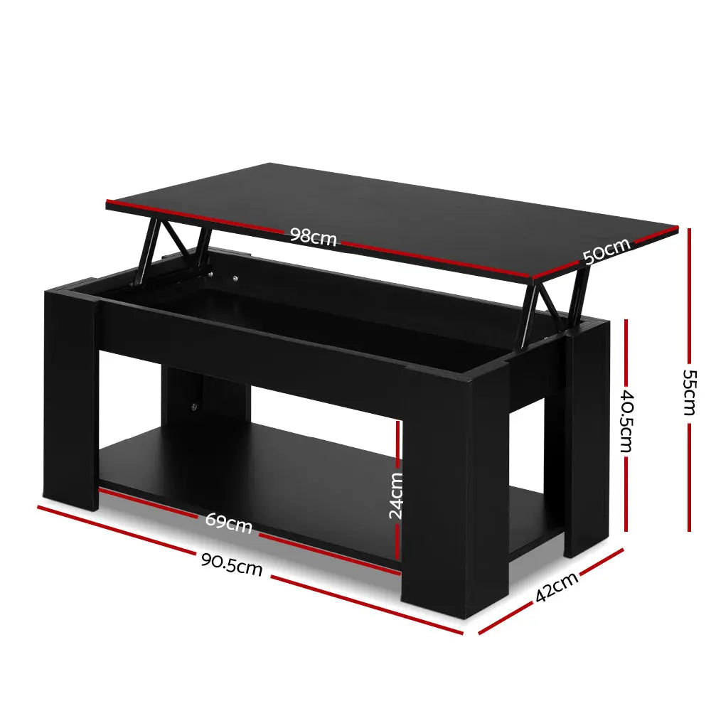 Artiss Coffee Table Lift-top Coffee Table Black - Chez Guru
