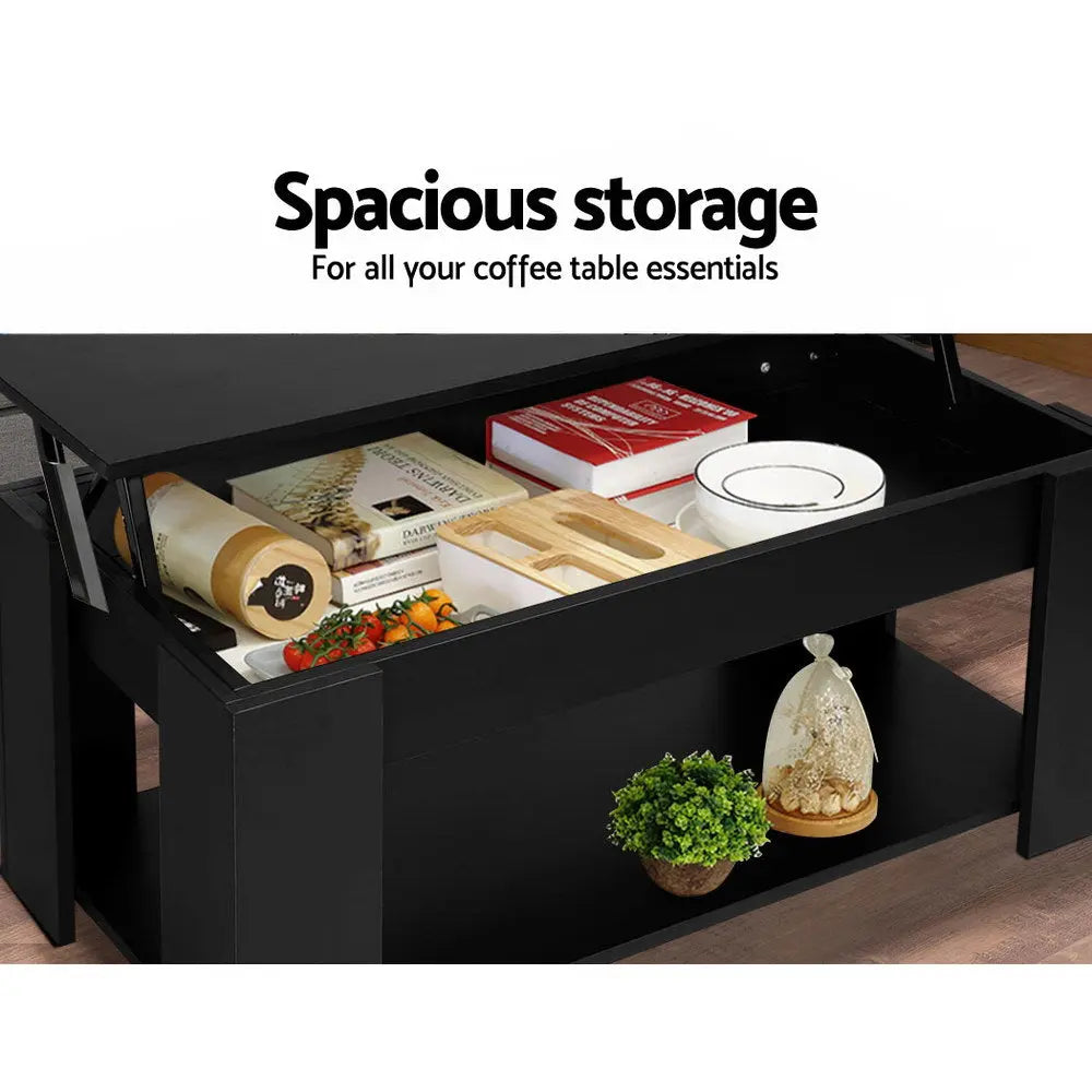 Artiss Coffee Table Lift-top Coffee Table Black - Chez Guru