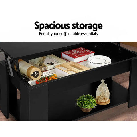 Artiss Coffee Table Lift-top Coffee Table Black - Chez Guru