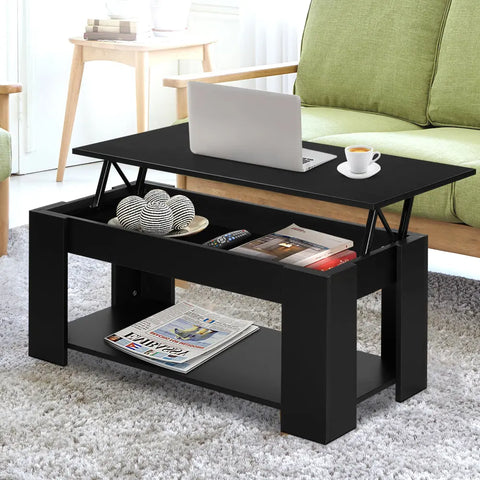 Artiss Coffee Table Lift-top Coffee Table Black - Chez Guru