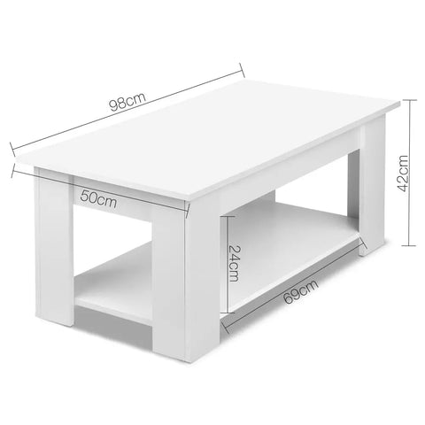 Artiss Coffee Table Lift-top Coffee Table White - Chez Guru